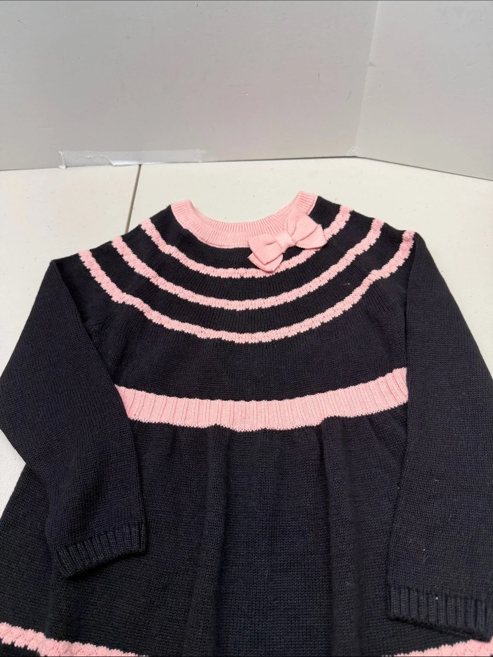 Gymboree Black and Pink Striped Knit Dress with Bow. Size 2T NWOT and 5T NWT